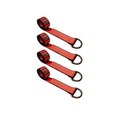 Tie 4 Safe 2" x 10' Lasso Strap w/ D Ring Auto Tie Down Wheel Lift Tow Truck Trailer Red, 4PK TWS21-510-W27-R-C-4